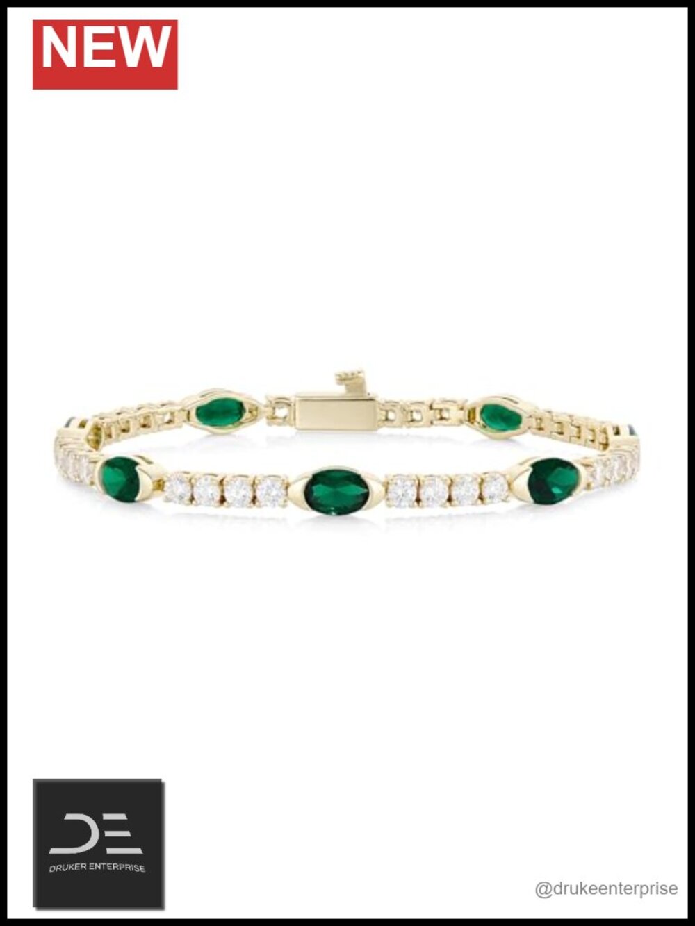 14K Gold Plated Bezel Set Oval CZ Tennis Bracelet Women Gift